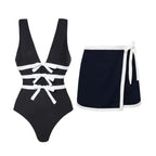 2025 Sexy Women's Swimsuit New Strapless Simple One-piece Swimwear with Shorts Two-piece Set Sliming Bodysuit Beachwear Monokini