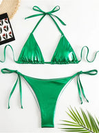 Sexy Brozing Gold Bikinis Sets Women Push Up Micro Bikini Swimsuit 2025 Brazilian Beach Bathing Suit Tie Side Triangle Swimwear