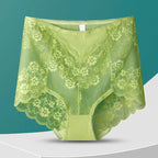 Women High Waist Plus Size Panties Sexy Lace Mesh Floral Transparent Briefs Fashion Underpants Lingerie  Seamless Underwear