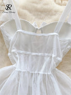 SINGREINY Sexy Role Play Wedding Dress Female Spaghetti Strap Sheath Sleepwear Nightwear Women Lace Spliced Gauze Erotic Pajamas