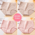 Plus Size M-5XL 4Pcs/Set High Waist Cotton Panties Women Body Shaper Underwear Soft Print Girls Briefs Slimming Female Lingerie