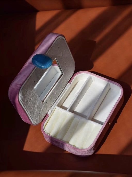Pebble Jewellery Case, Vintage Velvet Accessory Storage Box Organiser