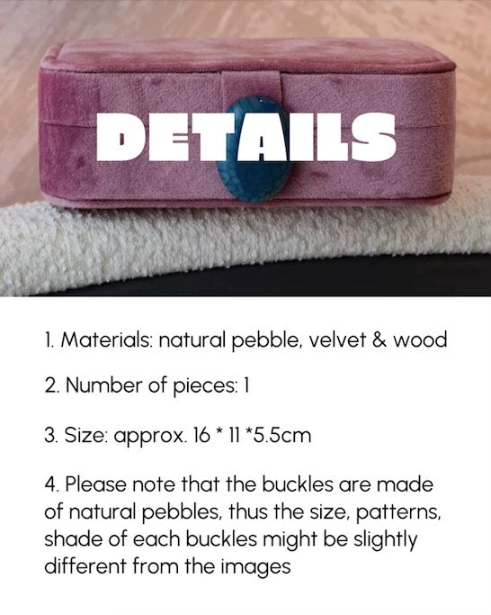 Pebble Jewellery Case, Vintage Velvet Accessory Storage Box Organiser