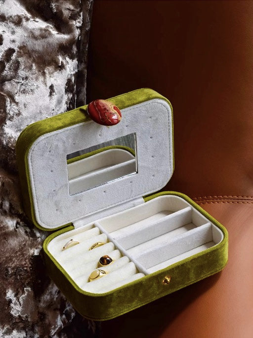 Pebble Jewellery Case, Vintage Velvet Accessory Storage Box Organiser