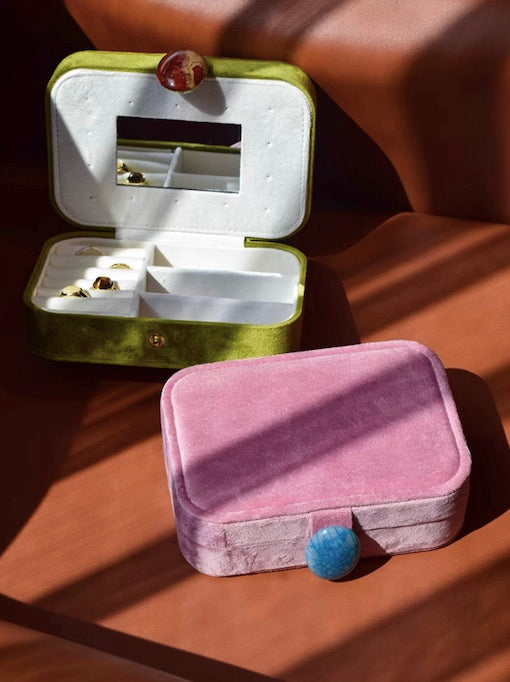 Pebble Jewellery Case, Vintage Velvet Accessory Storage Box Organiser