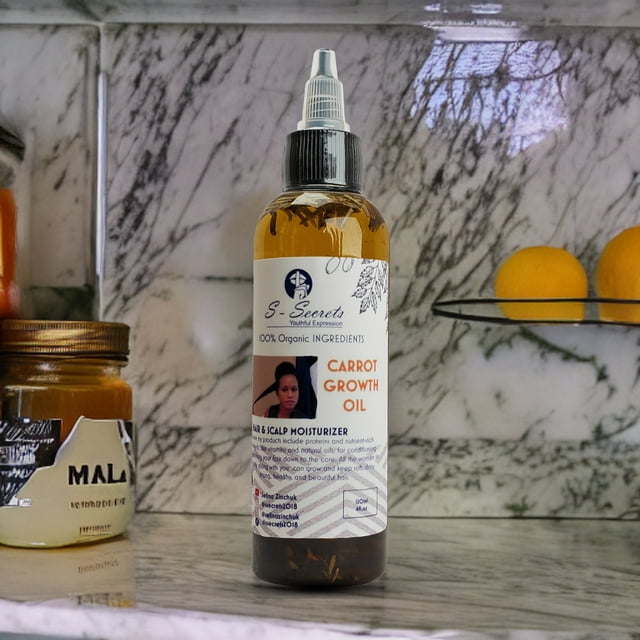 Carrot Hair Growth Oil 2oz, Herbs, Biotin, Essential oils For All Hair