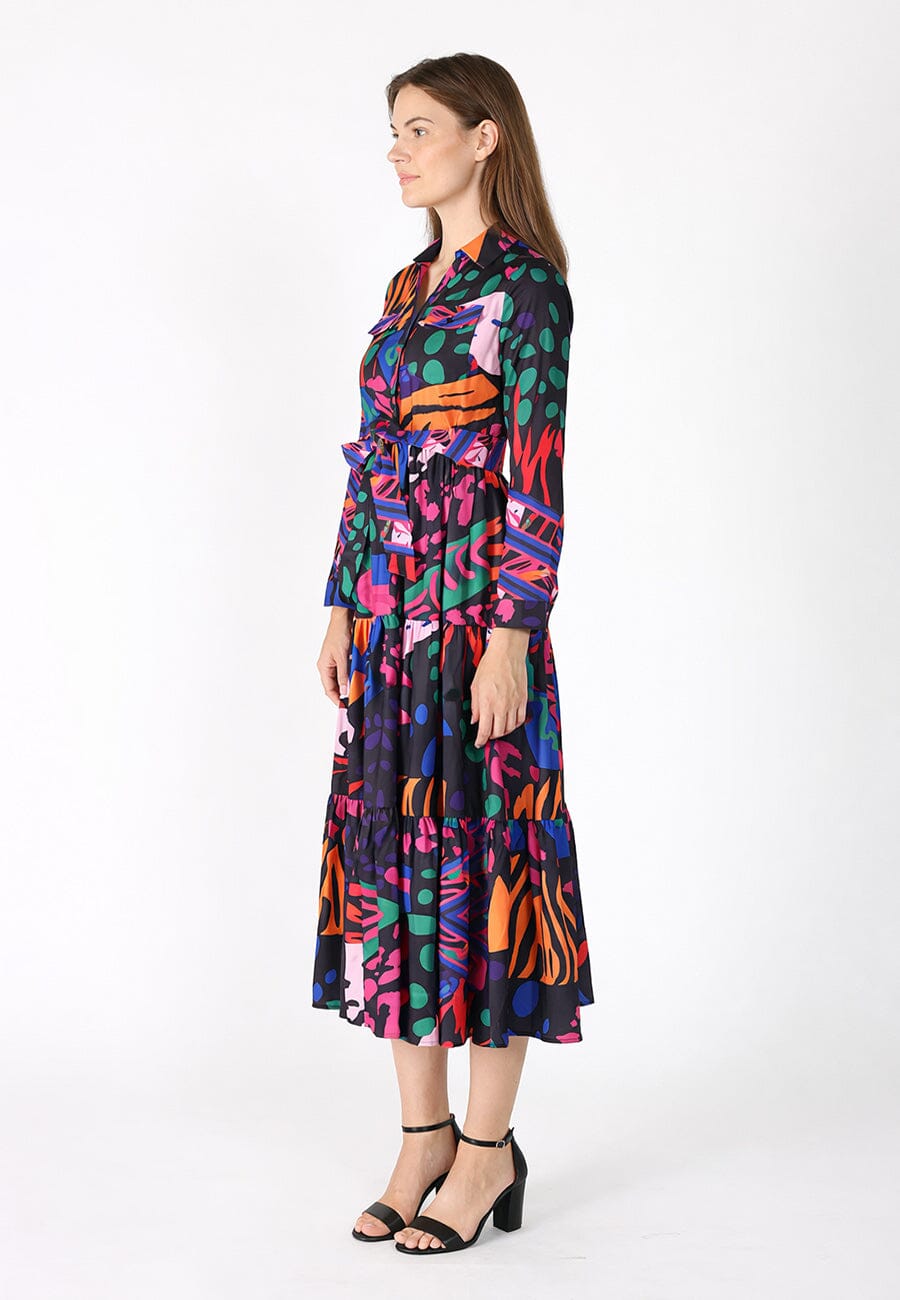 Gracia Fashion Women's Abstract Print Full Sleeve Long Dress