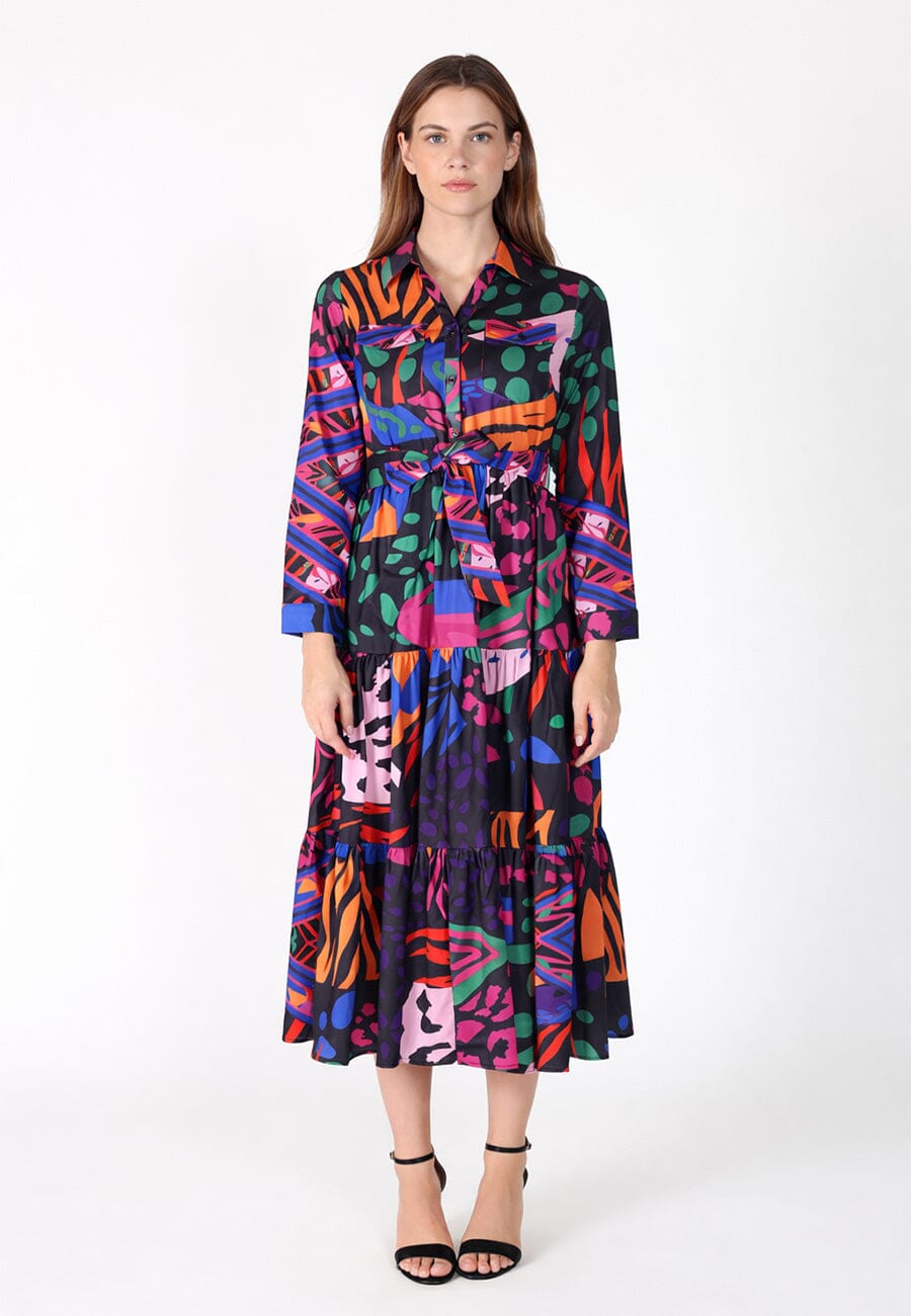 Gracia Fashion Women's Abstract Print Full Sleeve Long Dress