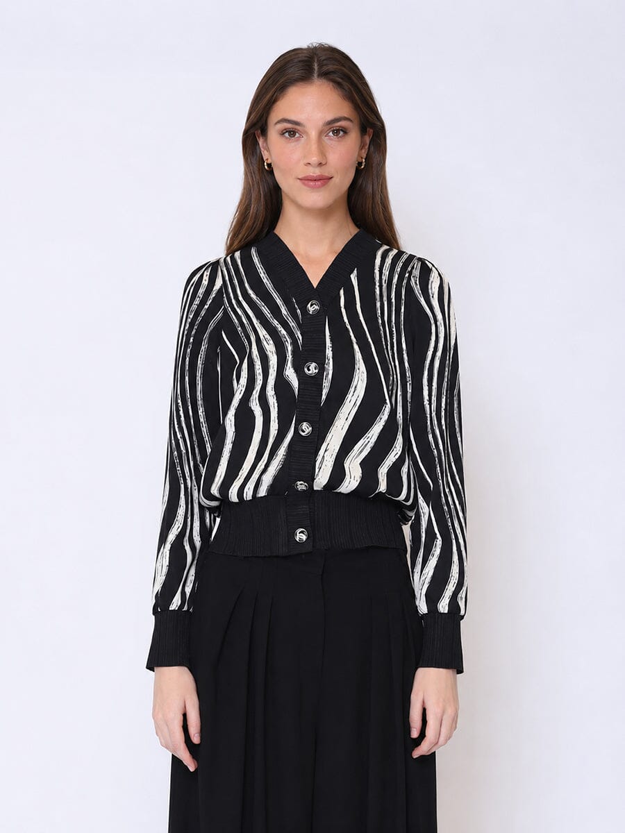 Gracia Fashion Women's Abstract Printed Cardigan Top