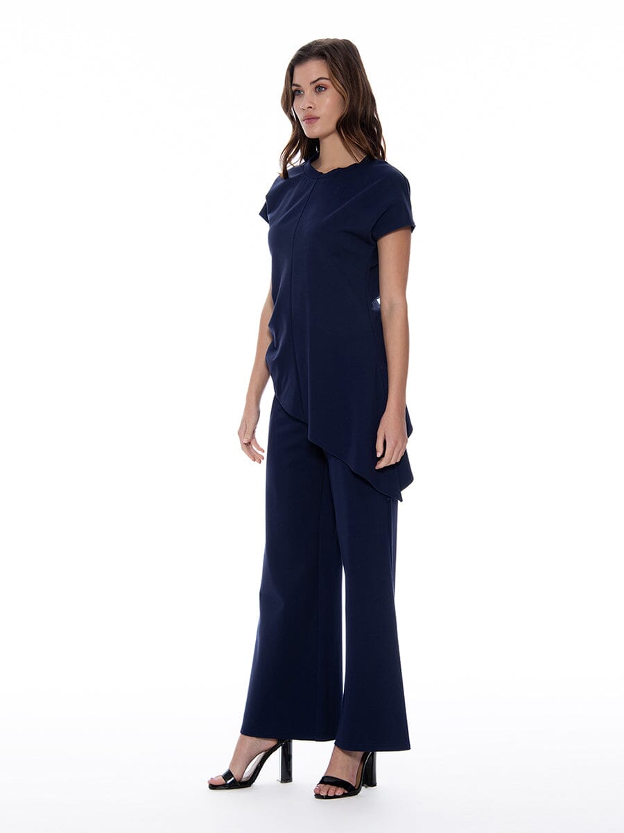 Gracia Fashion Women's Asymmetric Cut Ruched-Side Top
