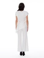 Gracia Fashion Women's Asymmetric Cut Ruched-Side Top