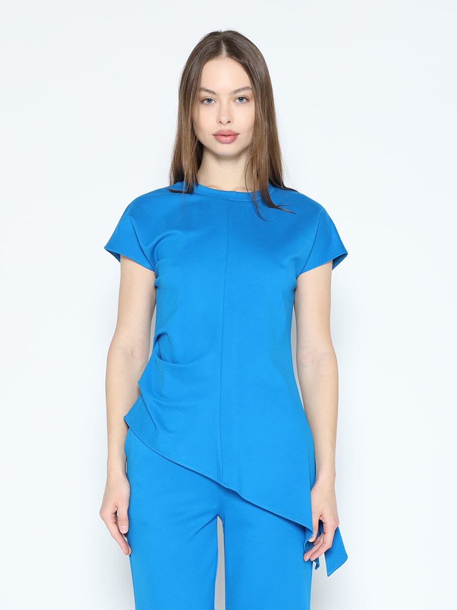 Gracia Fashion Women's Asymmetric Cut Ruched-Side Top
