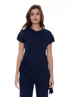 Gracia Fashion Women's Asymmetric Cut Ruched-Side Top