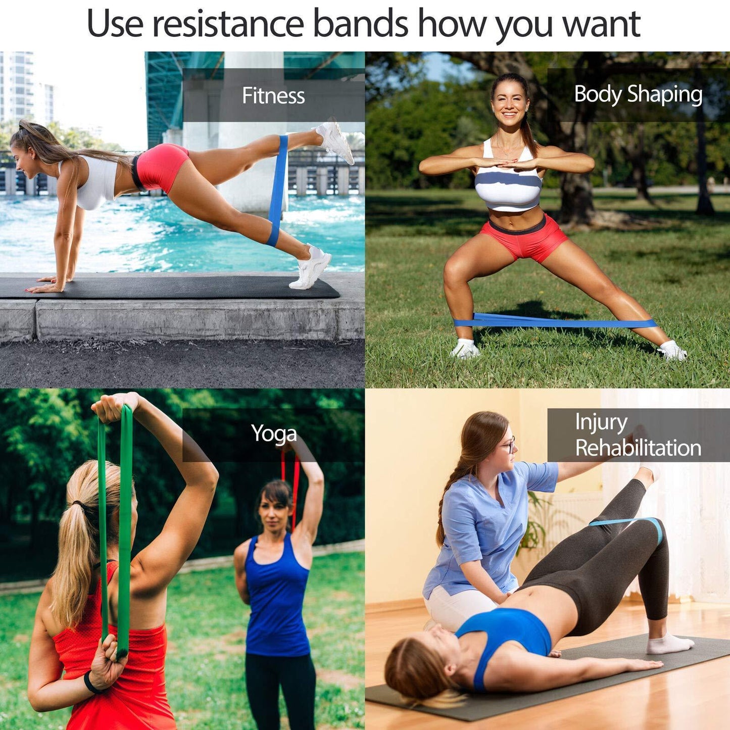 PowerBoost Bands - Resistance Loop Bands Exercise Set Fitness Workout Stretch Elastic