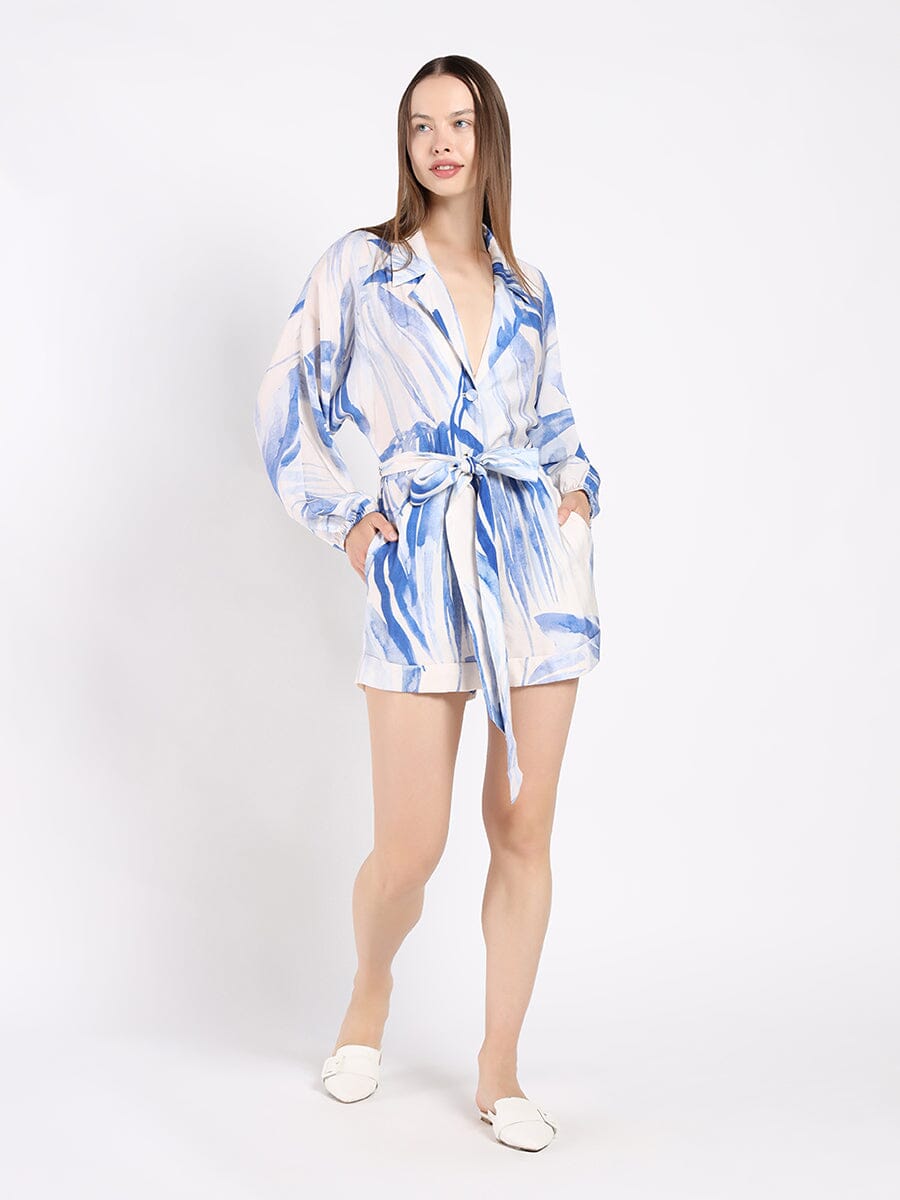 Gracia Fashion Women's Belted Jumpsuit With a Print