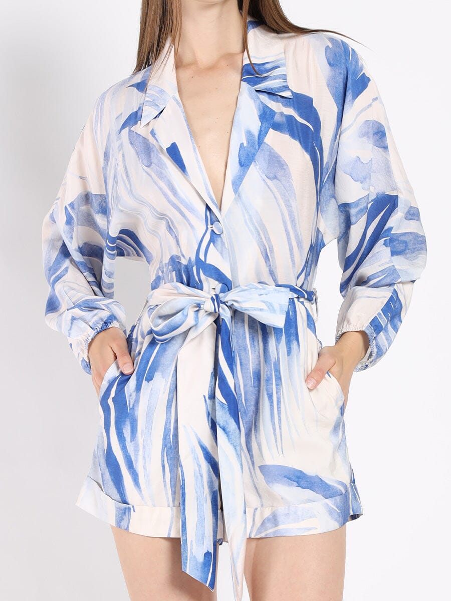 Gracia Fashion Women's Belted Jumpsuit With a Print