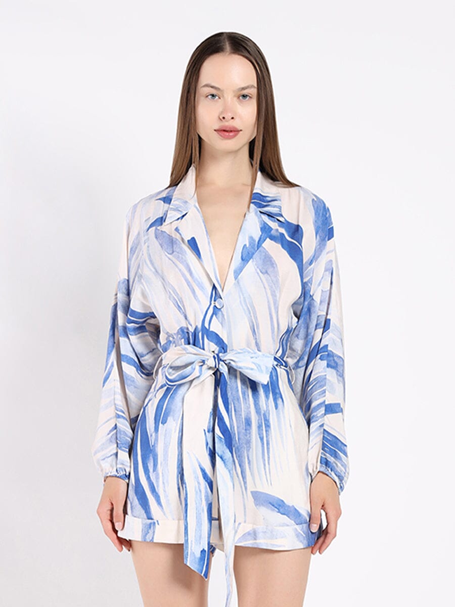 Gracia Fashion Women's Belted Jumpsuit With a Print