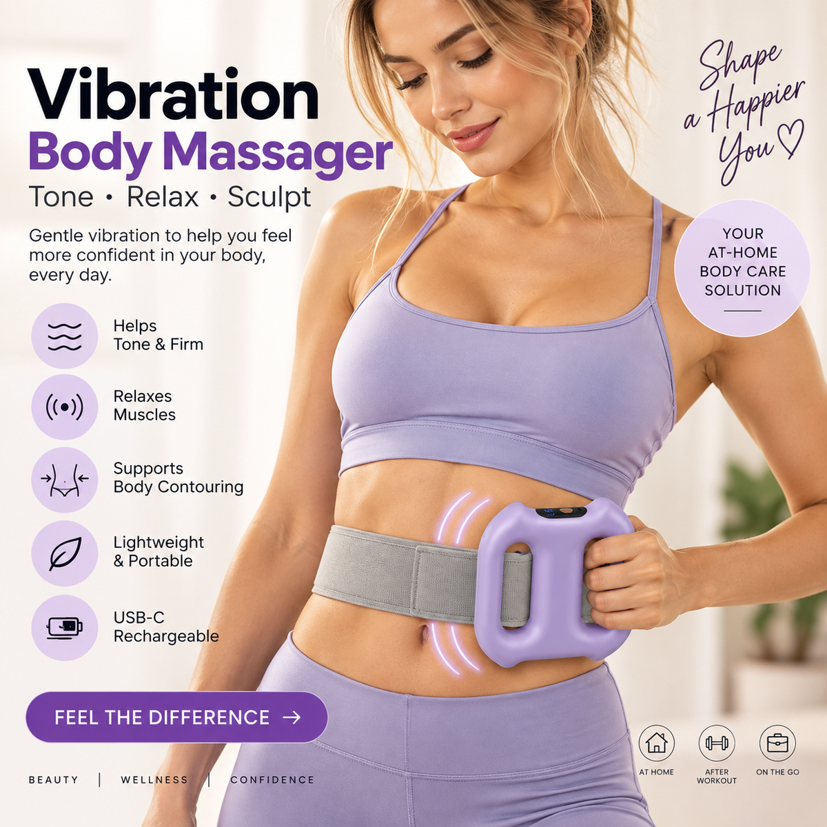 Vibration Body Massager with Strap | Hailicare Dual-Ring