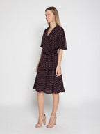 Gracia Fashion Women's Brown polka dot wrap dress