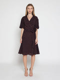 Gracia Fashion Women's Brown polka dot wrap dress