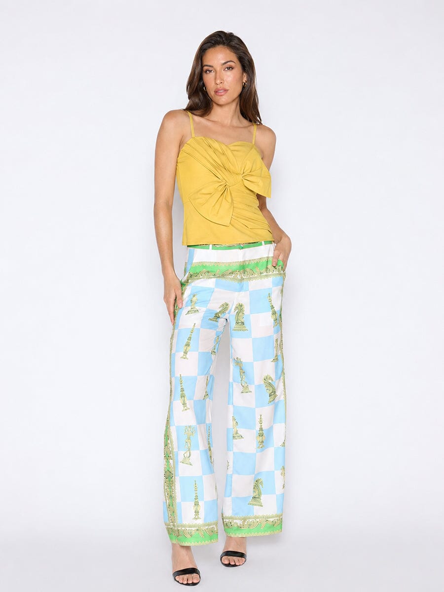 Gracia Fashion Women's Checkmate Print Satin Pajama Pants