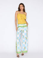 Gracia Fashion Women's Checkmate Print Satin Pajama Pants