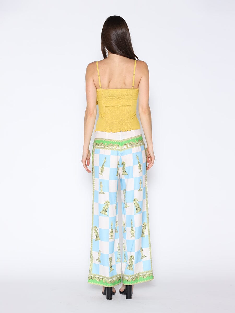 Gracia Fashion Women's Checkmate Print Satin Pajama Pants