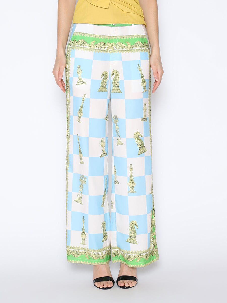 Gracia Fashion Women's Checkmate Print Satin Pajama Pants