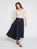 Gracia Fashion Women's Collared Puff Sleeve Patterned Shirt