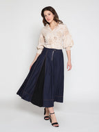 Gracia Fashion Women's Collared Puff Sleeve Patterned Shirt