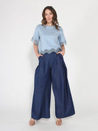 Gracia Fashion Women's Denim Wide Pants