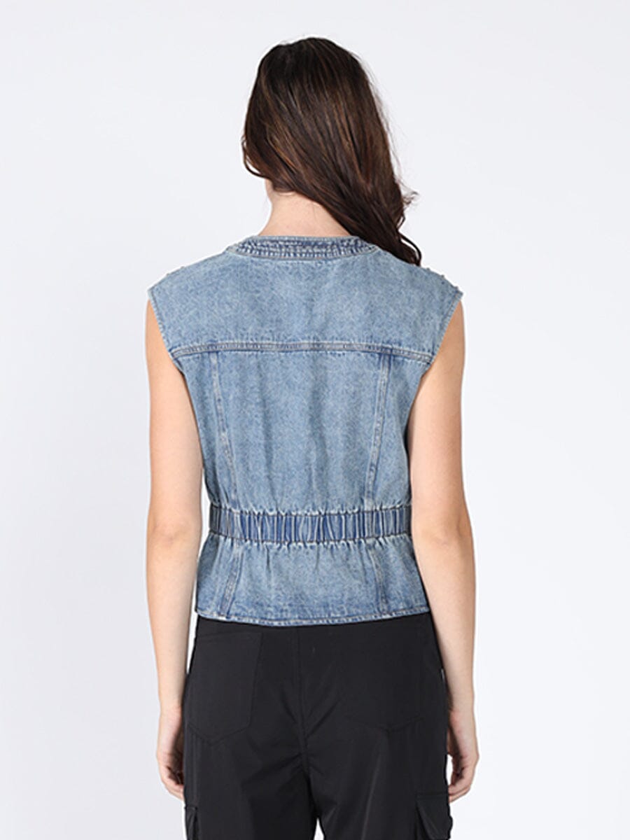 Gracia Fashion Women's Elastic waist Denim Vest