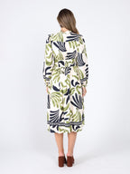 Gracia Fashion Women's Elastic Waist Long Sleeve Printed Dress