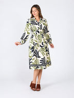 Gracia Fashion Women's Elastic Waist Long Sleeve Printed Dress