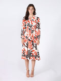 Gracia Fashion Women's Elastic Waist Long Sleeve Printed Dress