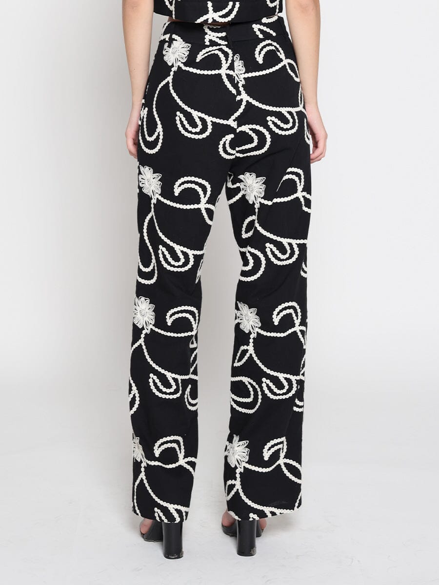 Gracia Fashion Women's Embroidered straight fit pants
