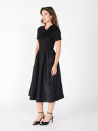 Gracia Fashion Women's Floral Applique Satin & Cotton Fabric Dress