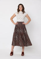 Gracia Fashion Women's Floral Embroidery Pleated A-Line Skirt