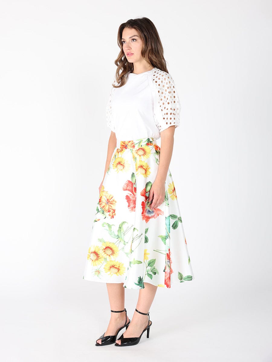 Gracia Fashion Women's Floral Print A-line Midi Skirt