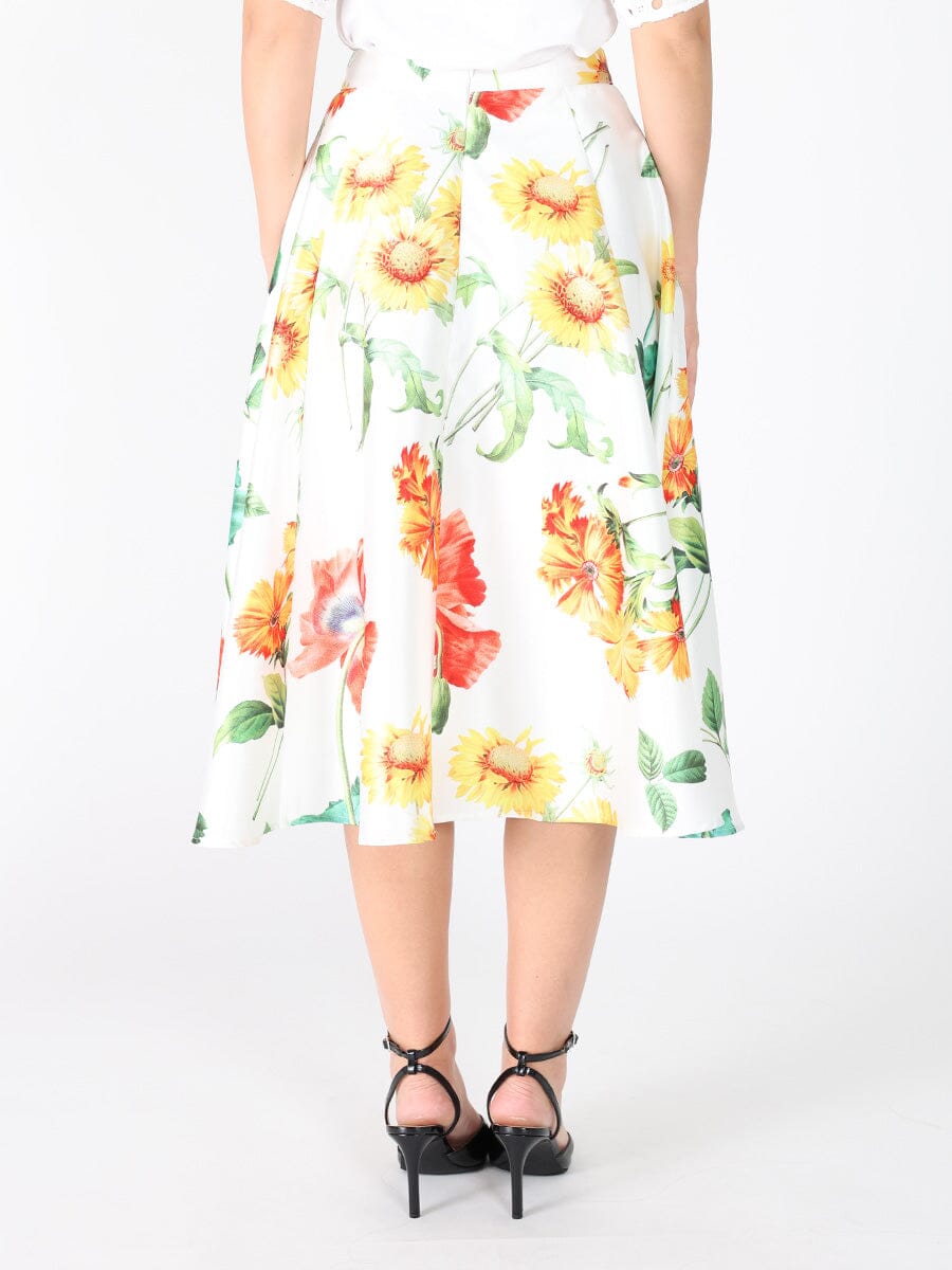 Gracia Fashion Women's Floral Print A-line Midi Skirt