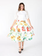 Gracia Fashion Women's Floral Print A-line Midi Skirt