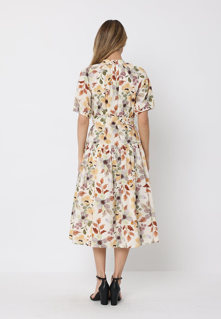 Gracia Fashion Women's Floral print belt dress