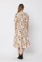 Gracia Fashion Women's Floral print belt dress