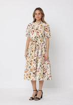 Gracia Fashion Women's Floral print belt dress