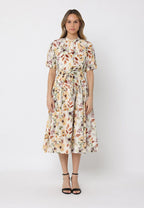 Gracia Fashion Women's Floral print belt dress