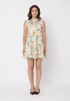 Gracia Fashion Women's Floral Print Lace Detailed Relaxed Fit Dress