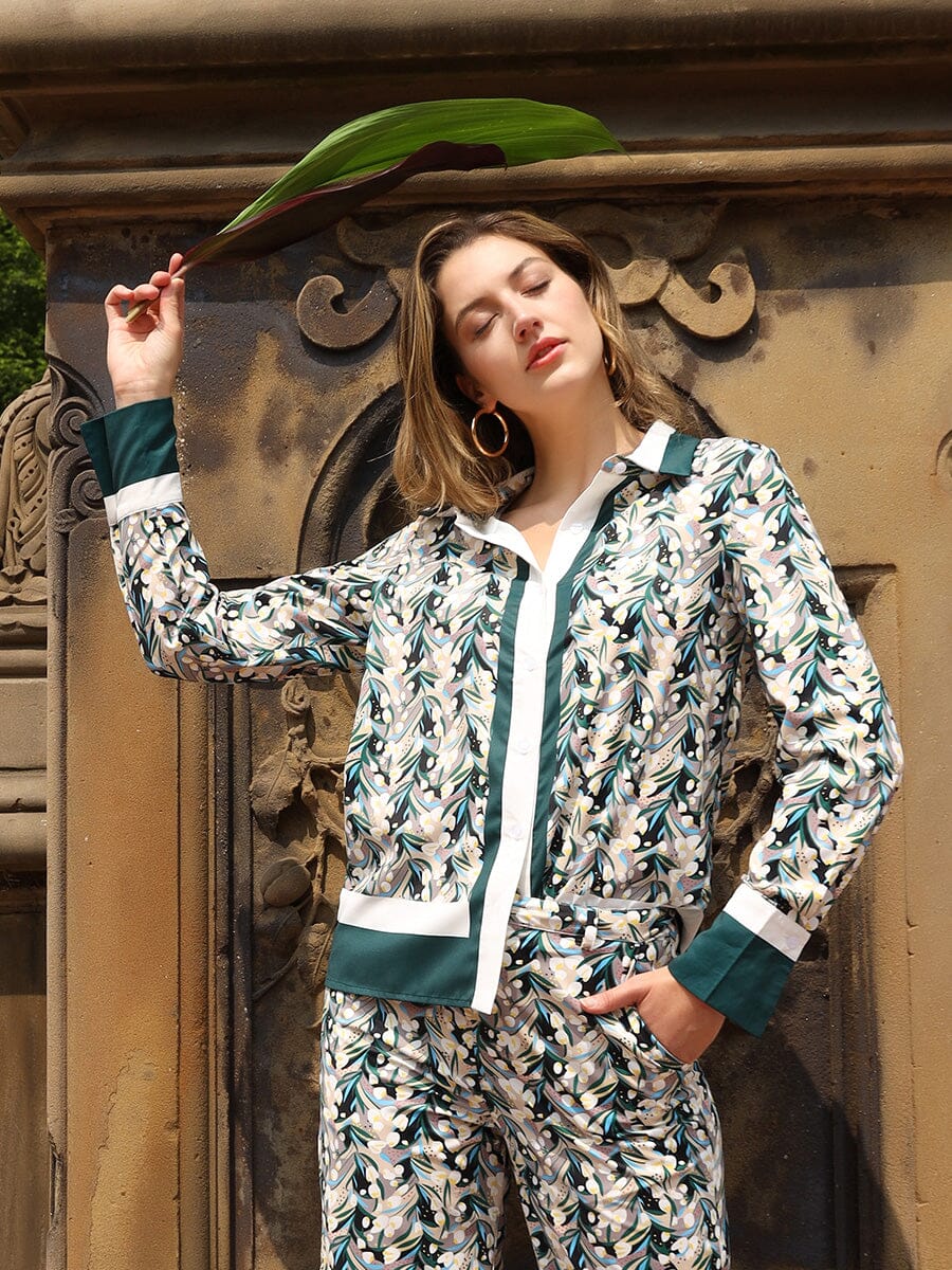Gracia Fashion Women's Pine Print Button Down Shirt