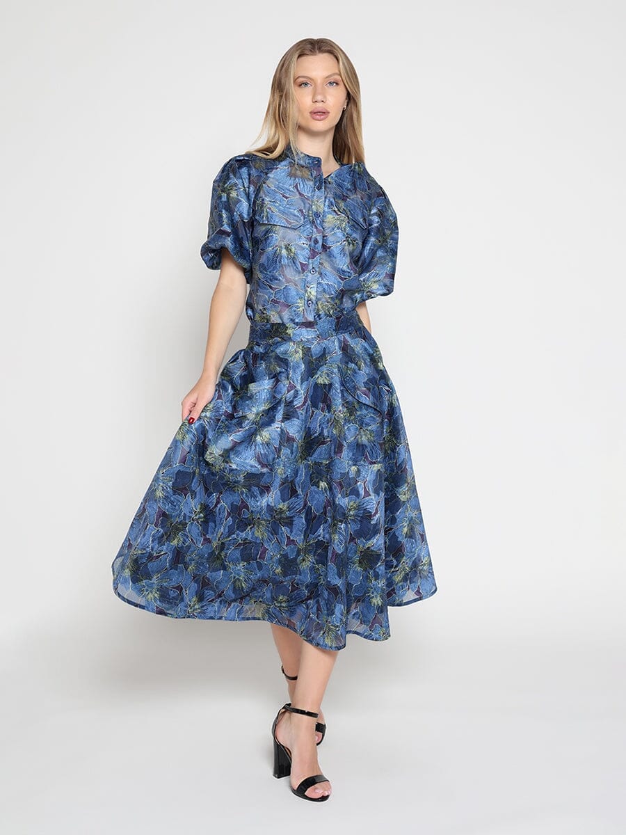 Gracia Fashion Women's Floral Print Organza Skirt