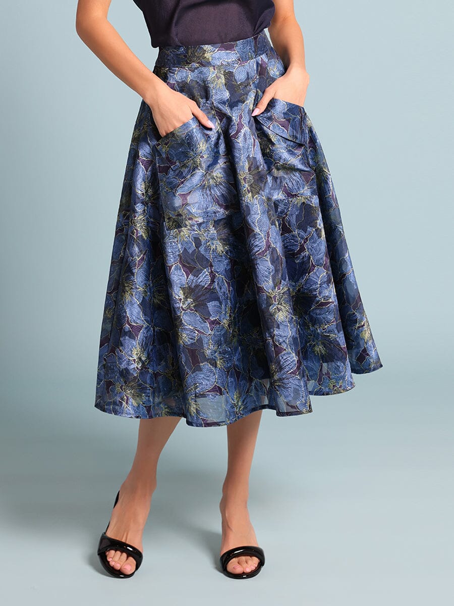 Gracia Fashion Women's Floral Print Organza Skirt