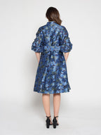 Gracia Fashion Women's Floral print pinched detail sleeve midi dress